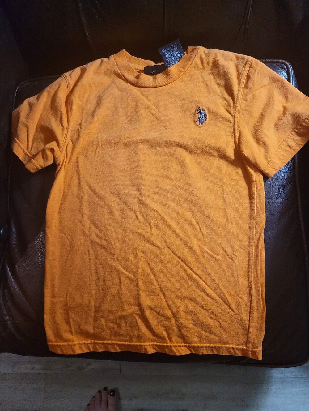 Vibrant orange Kids U.S. Polo Assn. crew-neck t-shirt Sx 7